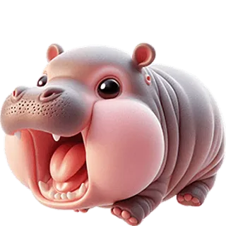 😩 ippopotamo, animale, carino, cartone animato, mammifero, fauna selvatica whatsapp sticker