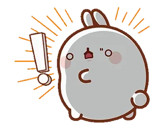 😱 lapin, point d'exclamation, mignon, dessin animé, autocollant telegram sticker