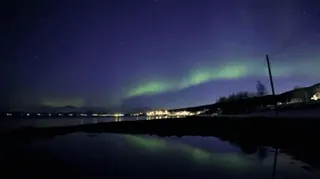 ✨ Nacht, Aurora, Nordlichter, Landschaft, Himmel, Natur, Reflexion, Wasser telegram sticker