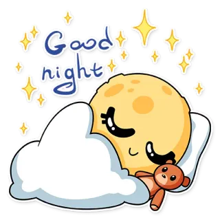 🌝 Good night selamat malam, bulan, mengantuk, lucu, bintang, beruang teddy telegram sticker