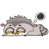 🫠 rakun, tidur, bermimpi, kartun, malas, lelah, binatang telegram sticker