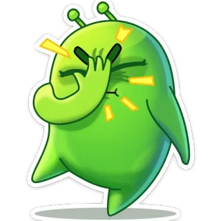 🤚 Alien, Dibujo animado, Verde, Emoji, Facepalm, Personaje telegram sticker