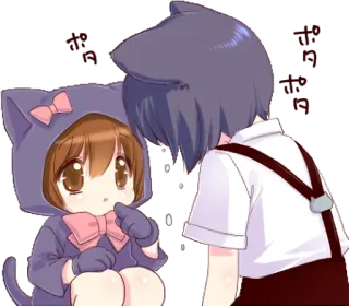 😢 anime, mèo, dễ thương, chibi, kawaii whatsapp sticker