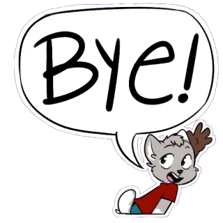 👋 Bye! dessin animé, bulle de dialogue, au revoir, adieu, animal, salut de la main, personnage de dessin animé telegram sticker