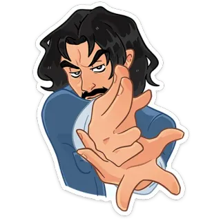 🔫 man, cartoon, serious, hand gesture, grabbing, reaching telegram sticker