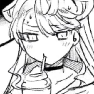 🥺 Anime, Kreskówka, Dziewczyna, Picie, Portret, Czarno-białe telegram sticker