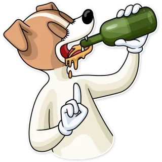☝️ anjing, minum, kartun, alkohol, jari tengah whatsapp sticker