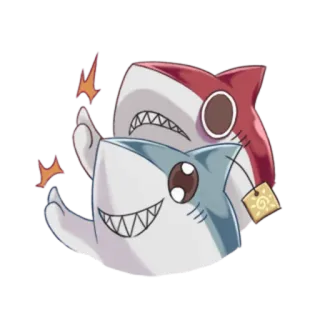 😀 requin, mignon, animal, dessin animé, drôle, créature marine, poisson telegram sticker