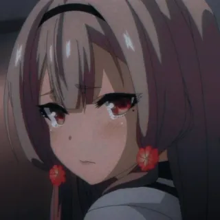 ☹️ anime girl, crying, red eyes, sad, cartoon, manga telegram sticker