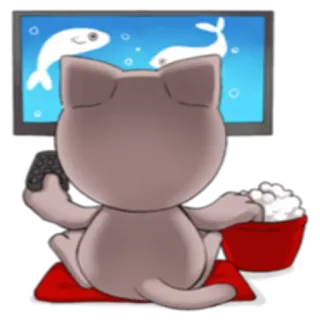 🎬 猫, テレビ鑑賞, ポップコーン, アニメ, エンタメ, リラックス telegram sticker