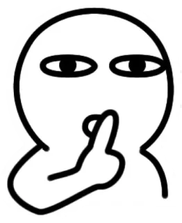 🤫 dito medio, gesto offensivo, cartone animato, line art, omino stilizzato, umorismo telegram sticker