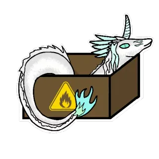 🐉 dragón, unicornio, fuego, caja, pegatina, fantasía, criatura whatsapp sticker