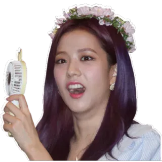 😮 Jisoo kpop, singer, flower crown, woman, celebrity, fan, blackpink telegram sticker