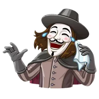 😜 Guy Fawkes V for Vendetta กาย ฟอกส์, แอนโนนีมัส, หน้ากาก, V for Vendetta, การเมือง, การปฏิวัติ telegram sticker