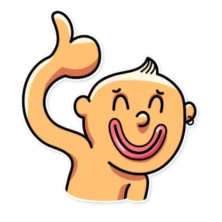 👍 cartoon, character, thumbs up, positive, sticker, illustration telegram sticker