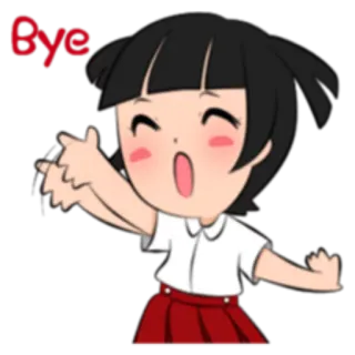 🚶 Bye dessin animé, fille, salut, au revoir, animé whatsapp sticker