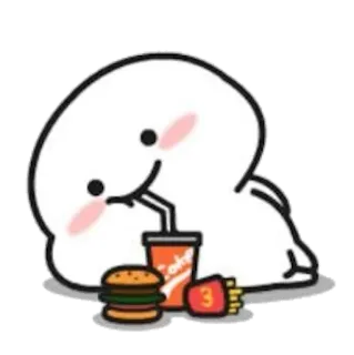 😋 kawaii, carino, cibo, hamburger, soda, patatine fritte, cartone animato, personaggio telegram sticker