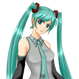😠 Hatsune Miku Anime, Vocaloid, Charakter, Hatsune Miku, Türkises Haar, Zwillingszöpfe whatsapp sticker