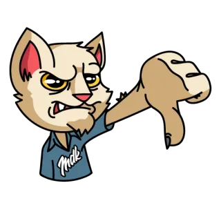 👎 mdk gatto, pollice verso, non mi piace, animale, cartone animato telegram sticker