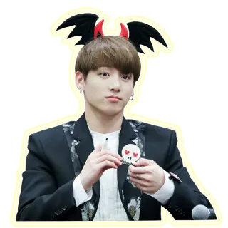 😕 Jungkook jungkook, bts, kpop, idol, chanteur, cornes de diable telegram sticker