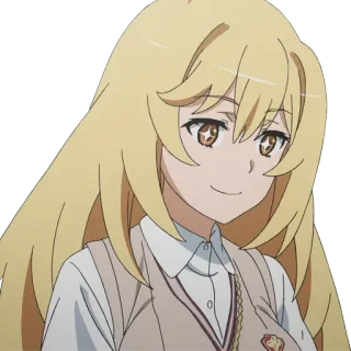 🙂 Аниме, Девушка, Блондинка, Улыбка telegram sticker