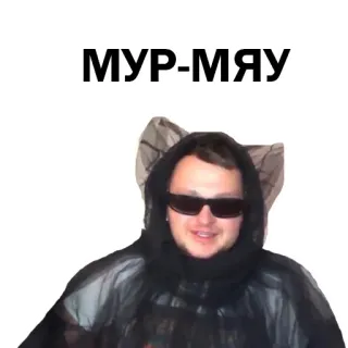 😫 МУР-МЯУ cat, sunglasses, man, hood, мур-мяу telegram sticker