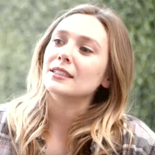 🌻 donna, ritratto, capelli biondi, camicia a quadri, Elizabeth Olsen telegram sticker