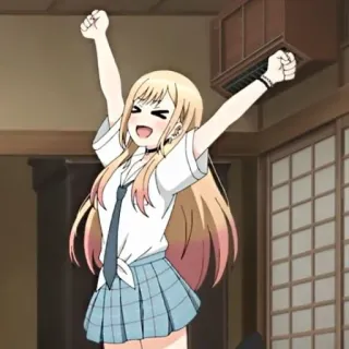 🥟 Marin Kitagawa My Dress-Up Darling anime, girl, happy, cute, school uniform telegram sticker