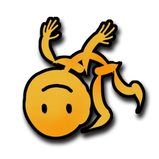 🙃 boneco palito, de cabeça para baixo, feliz, desenho animado, simples, amarelo, brincalhão telegram sticker
