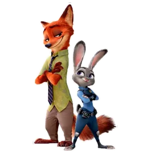 💑 Nick Wilde Zootopia fox, bunny, police, cartoon, animated telegram sticker