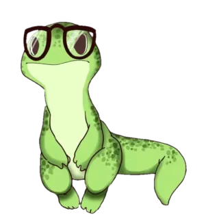 🤓 Eidechse, Brille, Tier, Reptil, Grün telegram sticker