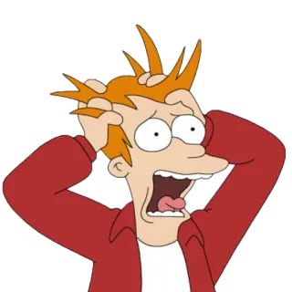 😞 Fry Futurama kartun, animasi, futurama, fry, terkejut, tertekan, lucu telegram sticker