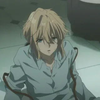 ✨ Violet Evergarden Anime, Triste, Personaggio, Ragazza, Ferito/a, Emozionale telegram sticker