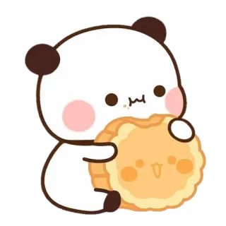 🧀 Panda, Lindo, Animal, Dibujo animado, Kawaii, Comida, Galleta, Postre whatsapp sticker