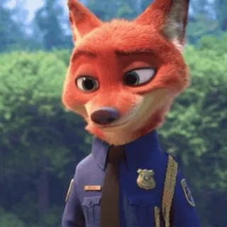 👌 Nick Wilde Zootopia renard, police, policier, dessin animé, animal telegram sticker