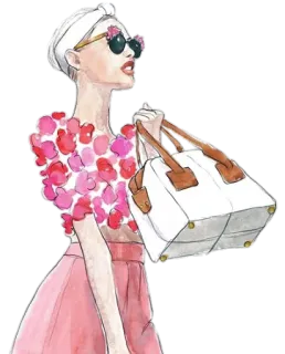 😎 mode, style, femme, shopping, illustration, accessoires, rose telegram sticker