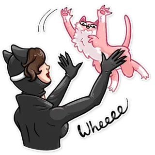 🤗 Wheeee Katze, Frau, Kostüm, Spaß, Juhu, Aufkleber telegram sticker