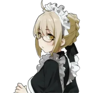 👙 anime, maid, girl, glasses, cute, servant whatsapp sticker