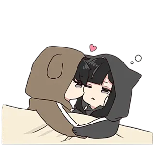 💤 Dibujo animado, Amor, Lindo, Pareja, Abrazo, Dormilón telegram sticker