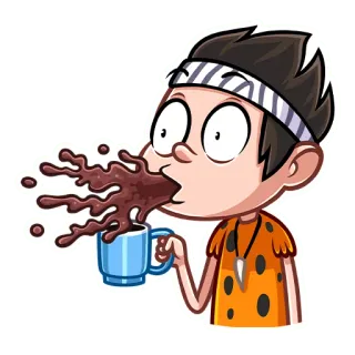 🤮 cartoon, coffee, drink, funny, caveman, comic telegram sticker