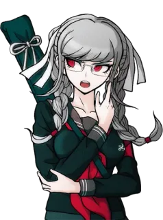 🤔 Peko Pekoyama Danganronpa Anime, Uniforme scolaire, Lunettes, Épée, Personnage, Jeu vidéo telegram sticker