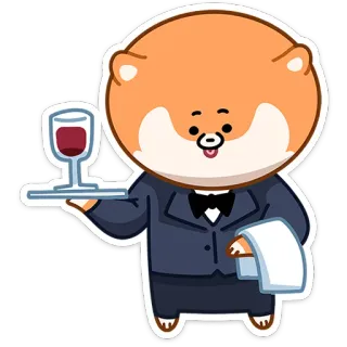 🍷 개, 웨이터, 와인, 서비스, 만화 telegram sticker