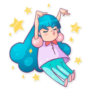 👍 dibujos animados, chica, lindo, personaje, estrellas, kawaii, pegatina telegram sticker