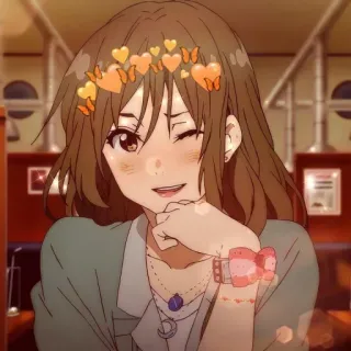 😉 anime, cute, girl, winking, hearts, smile telegram sticker