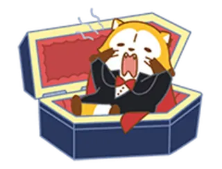 😴 Cartone animato, Animale, Bara, Assonnato, Carino, Vampiro, Procione, Esaurito telegram sticker