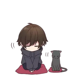 🙇‍♂ anime, cat, boy, chibi, cute, sitting telegram sticker