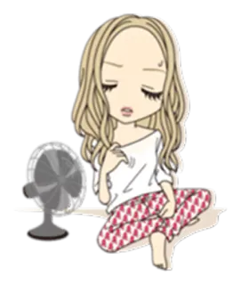 😓 Gadis anime, Cuaca panas, Kipas angin, Kartun, Kelelahan, Musim panas telegram sticker