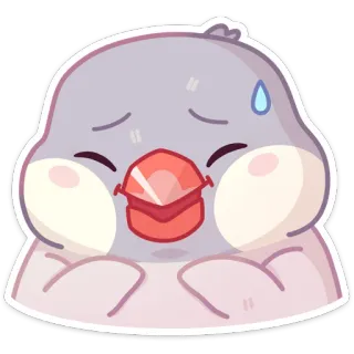 😓 schattig, vogel, dik, cartoon, sticker, kawaii telegram sticker