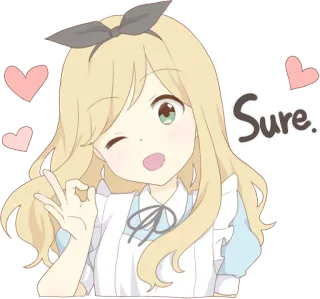 👌 Sure. anime, fofa, garota, piscadela, corações, ok telegram sticker