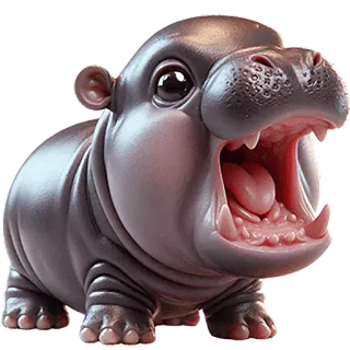 📢 カバ, 動物, かわいい, 赤ちゃんカバ, 野生動物 whatsapp sticker